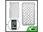Silvery Grid Textured Hard Plastic Back Case for iPhone 3G