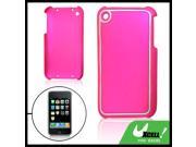 Fuchsia Silver Tone Hard Plastic Protective Back Shell for iPhone 3G 3GS