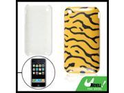 Yellow Blk Zebra Print Cover Plastic Case Guard for iPhone 3G