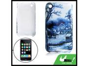 Blue Wht Village Print Hard Plastic Cover for iPhone 3G