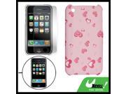 Heart Print Pink Back Case Screen Guard for iPhone 3G