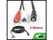 3.5mm 1 8 Stereo Male to 2 RCA Male Audio Splitter Cable Cord Black 3 Meters