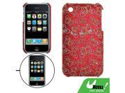 Butterfly Pattern Plastic Cover Red Case for iPhone 3G