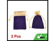 2 Pcs Purple Velvet Vertical Pull String Bag Pouch for Cell Phone MP3
