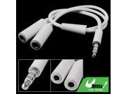 MP4 White 3.5mm Male to 2 Female Audio Splitter Cable