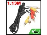 1.13M Black 3 RCA M M Audio Video Adapter AV Cable for VCR