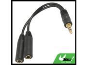 3.5mm Male To Dual Female Jack Audio Cable Adapter Black
