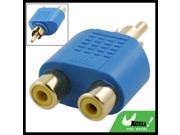 RCA Male to Double RCA Female Connector Adapter Splitter Blue