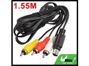 57.5 Long 5 Pin S video to 3 Male RCA Composite Cable Black