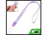 12mm Wide White Purple Grid Print Cell Phone Camera MP3 MP4 Neck Strap Lanyard