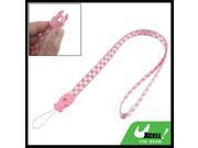 Side Release Buckle Phone Plaid Print Neck Strap Lanyard White Pink