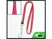 0.4 Width White Dots Pattern Red Nylon Neck Strap for Mobile Phone