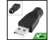 Black USB Type A Male to PS 2 Female Keyboard Mouse Connector Adapter