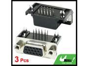 3 Pcs DB15 15 Pin Female Right Angle Solder Type Connectors