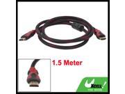 Black Red 1.5 Meter 19 Pin Male To Male HDMI PC HDTV Extension Cable