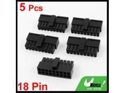 5 Pcs Plastic 18 Pin Male Power Cable PSU ATX Connector Black