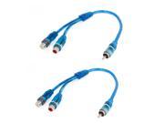2 Pcs 2 RCA Female to Male Plug Splitter Audio Cable Wire for Car