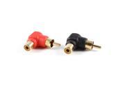 Black Red RCA Female to Male Right Angle Stereo Audio Convertor Connector 2 Pcs