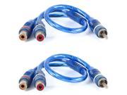 2 Pcs Y Type Female to 2 Male RCA Audio Adapter Splitter Cable Blue 12