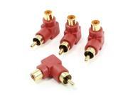 Unique Bargains 4Pcs RCA Male to Female Right Angle Audio Video Plug Connector Adapter