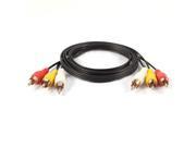 Three RCA Male to Male Plug Audio Video AV Cable Cord Black 1.5M