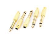 5 Pcs 6.35mm Male Stereo Jack to RCA Female Plug Audio Adapter Connector