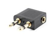 Double 3.5mm Mono Male to Single 3.5mm Female Plug Airplane Adapter