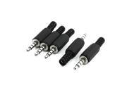 5 x Black Plastic 4 Conductor 3.5mm Male Plug Jack Audio Adapter Connector