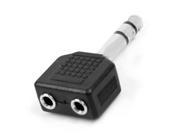 Dual 3.5mm Audio Jack Female to 6.35mm Male Plug Connector Y Splitter Adapter