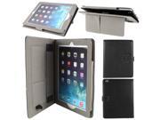 Lychee Print Flip Folio Handheld Stand Case Cover Black for iPad 2 3 4