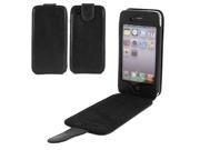Black Flip Magnet Closure PU Leather Phone Case for iPhone 4 4G 4S 4GS