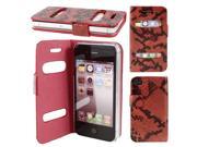 Black Red Snake Pattern PU Leather Magnetic Closure Phone Case for iPhone 4 4th