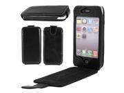 Black PU Leather Magnetic Flip Closure Phone Case for iPhone 4 4S
