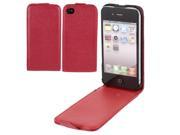 Red Litchi Pattern PU Leather Protective Phone Case Cover for Apple iPhone 4 4th