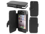 Black PU Leather Pouch Flip Case Cover Protector for Apple iPhone 4 4G 4th Gen