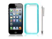 Teal Soft TPU Bumper Matte Clear Hard Case Cover Stylus Pen for iPhone 5 5S 5G