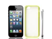 Unique Bargains Olive Green TPU Bumper Clear Matte Case Cover Touch Stylus Pen for iPhone 5 5S