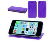 Purple Faux Leather Flip Stand Pouch Case Cover for Apple iPhone 5C