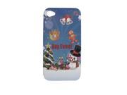 Snowman w X mas Tree Hard Plastic Cover for iPhone 4 4G