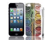 Colorful Painting Pigment Pattern IMD Back Case w Touch Pen for iPhone 5 5G 5S