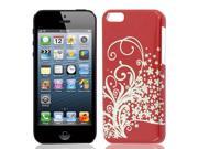 Gray Flower Print Guard Shell Back Case Cover IMD Red for Apple iPhone 5G