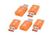 5 Pieces Orange Plastic Shell 480mbps USB 2.0 T Flash TF SD Card Reader Memory