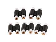 5 Pcs Dual RCA Female to Female Extension Adapter Connector Black