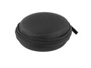 Black Round Zipper Headphone Earphone Headset Case Pouch Bag Storage