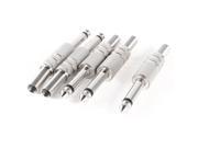 Silver Tone 6.35mm 1 4 Male Microphone Mono Audio Connector Adapter 5 Pcs