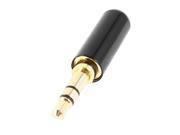 Mobile Phone MP3 3.5mm Stereo Soldering Plug Gold Tone Black for 4mm Dia Cable