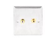 Metal Wallplate Panel Double RCA Female Audio Jack Connector Silver Tone