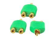 RCA Male to 2 RCA Female Stereo Audio Connector Splitter Green Gold Tone 3 Pcs