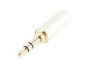 Phone MP3 MP4 3.5mm 1 8 Stereo Soldering Plug Gold Tone White for 4mm Dia Cord