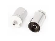 2 Pcs CCTV PAL Female Coaxial Antenna Cable Jack RF Connector Silver Tone